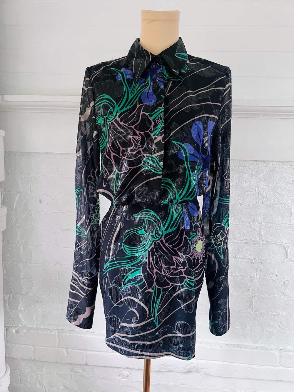 Sabina Musayev Abby Mini Dress Black Floral Metallic Size XS New With Tags - Picture 4 of 17